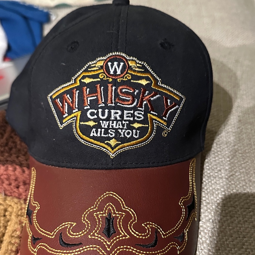 Black and Brown Whisky Embroidered Cap